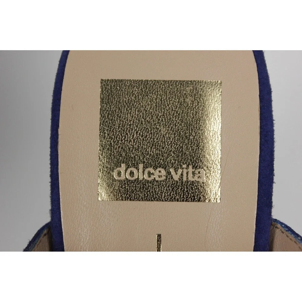 Dolce Vita Blue Suede Platform Sandals Womens Size 8‎ Chunky Heel Peep Toe